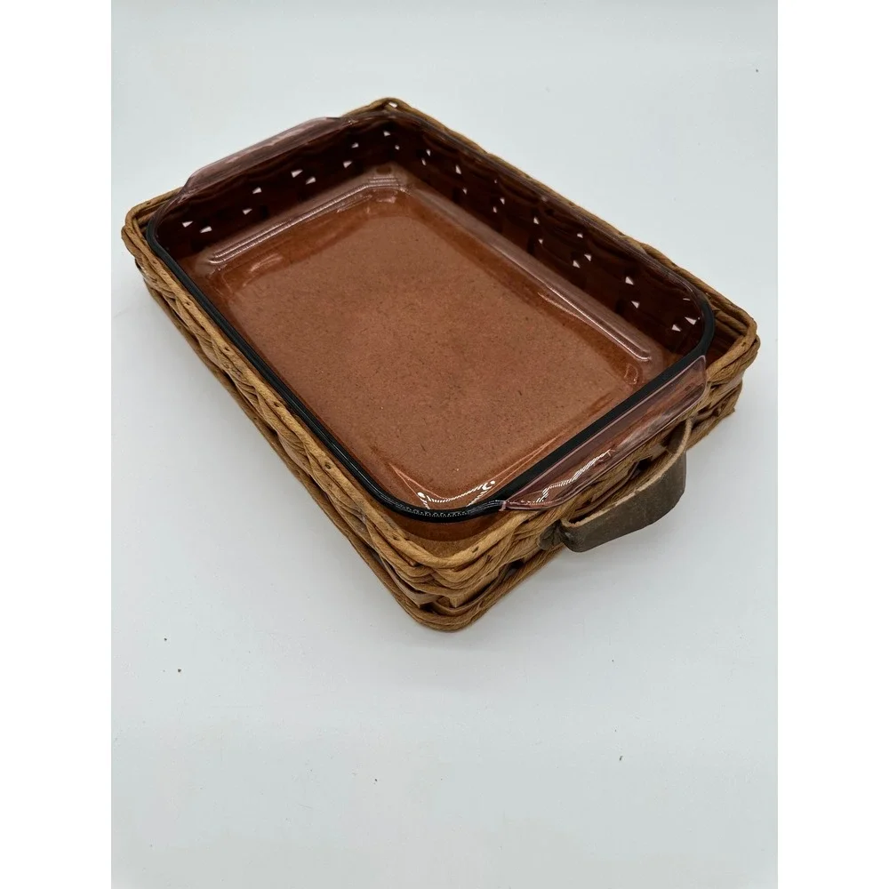 Pyrex‎ Baking Dish with Basket Carrier Vintage Vision Cranberry Glass 233 3qt
